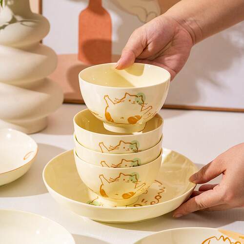 碗家用2025新款好看的陶瓷吃饭碗釉下彩高颜值个人专用米饭碗餐具