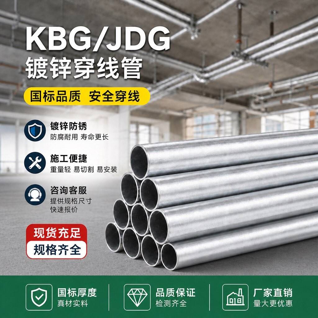 KBG/JDG穿线管20金属电线管25热镀锌走线铁线管可弯电线套管配件