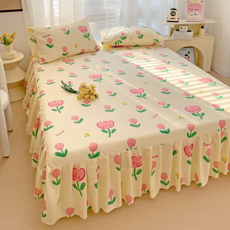 公主风床罩床裙式单件1.5m1.8x2.0米2.2床套防滑床垫保护套三件套