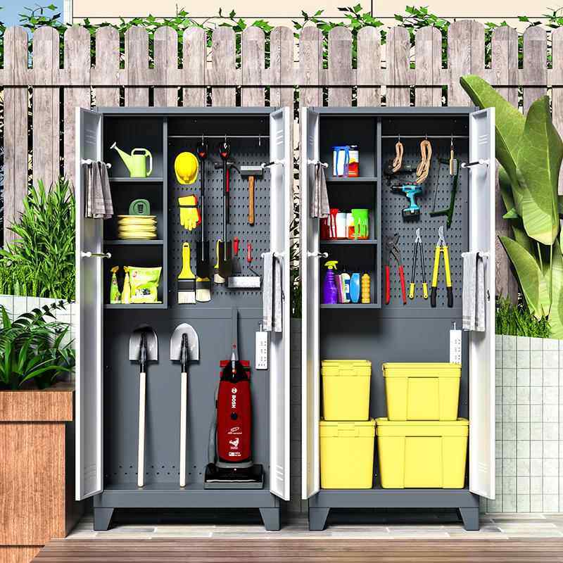 钢制户外阳台储物工具柜家政清洁柜商场保洁拖把收纳庭院防水防晒