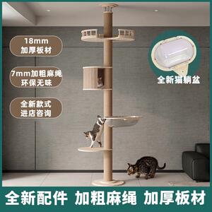 三番猫顶天立地通天柱实木跳板猫爬架猫窝猫树一体高层大型太空舱