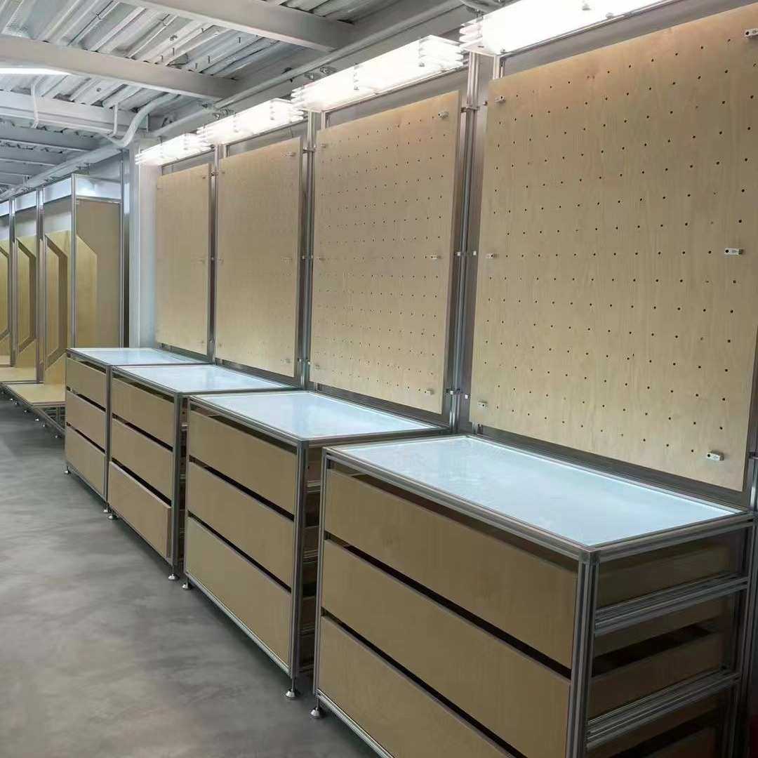 铝型材柜子制作 铝合金家具海洋板咖啡桌室内极简 铝型材柜子制作