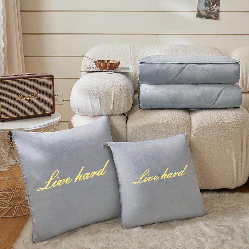 加厚抱枕被两用珊瑚绒载办Fiuowiip公子室叠午睡毯车二合一折刺绣