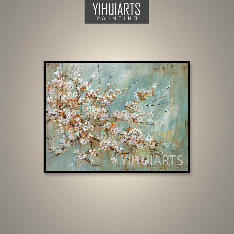 YIHUIARTS直销纯手绘鲜花-树干风景卧室餐厅装饰油画挂画