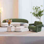 弧形布艺沙发小户型客厅休闲沙发美容院休息区接待服装 店异形沙发