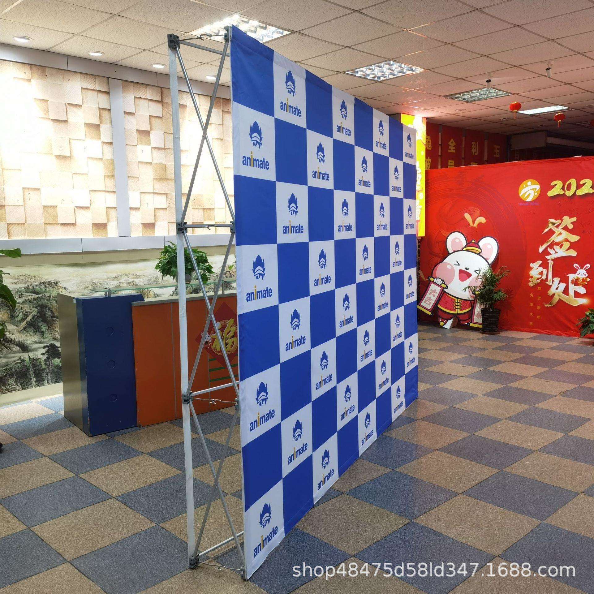 【布拉网展架】户外便携广告铝布签名墙折叠收缩喷绘背景拉网展架