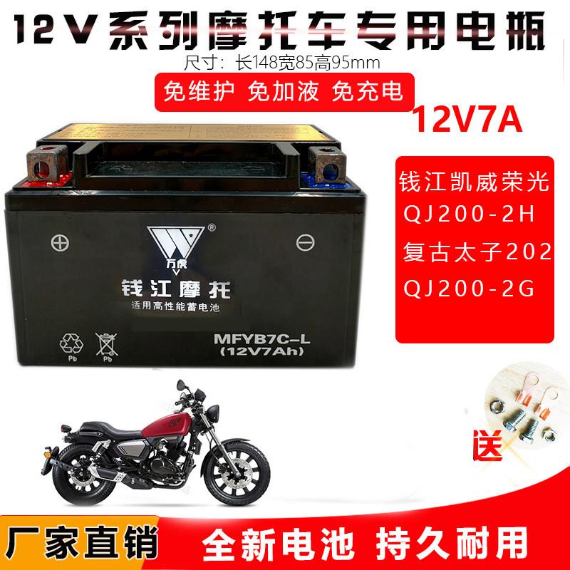 适用钱江凯威荣光BJ200-2H-2G覆古太子202机车免维护干 干电池12V