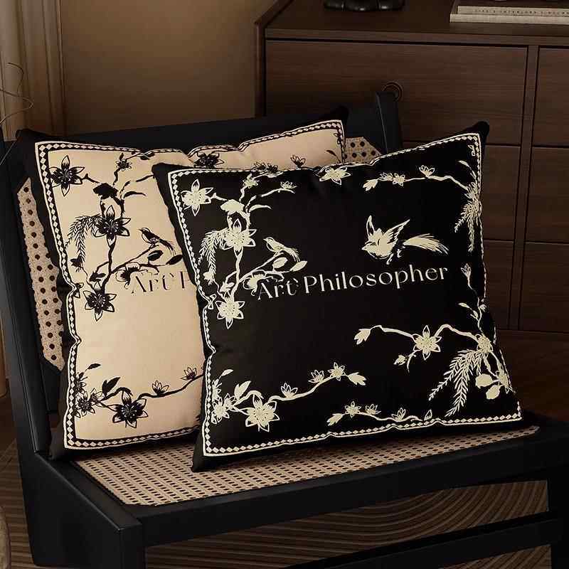 中古风抱枕高级感客厅沙发靠枕腰枕床头飘窗靠背靠垫可拆洗枕套