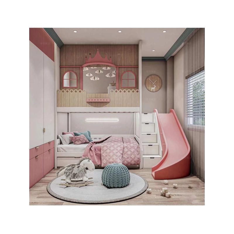 儿童房树屋床全屋定制上下铺双层床城堡公主树洞上下床滑梯姐弟床