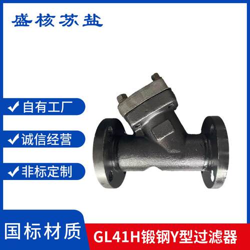 锻钢高压法兰式Y型过滤器GL41H64C耐高温高压国标过滤器DN15DN20