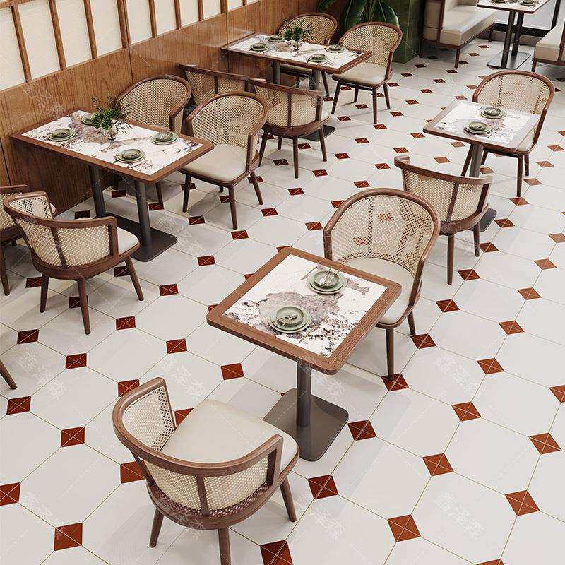 东南亚泰式料主题厅卡座沙厅发组合饭店日餐006编藤饮店中西餐桌