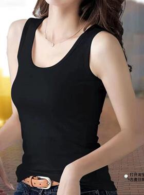 大码学生背心女内穿打底衫外穿内搭小吊带修身红色黑色无袖上衣夏
