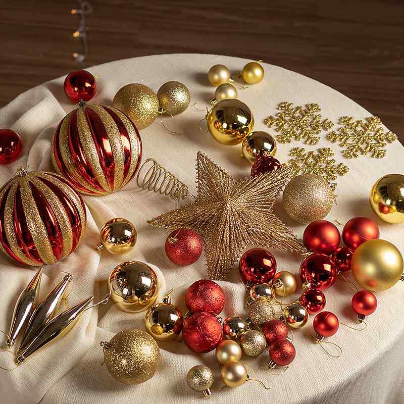 冬倾圣诞礼包Diy纯配饰圣诞树挂件1.5米1.8m2.1米金色红色吊球