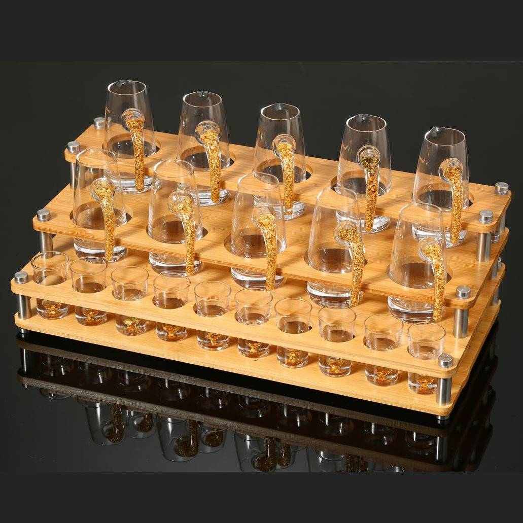 十壶十杯款 八壶八杯 六壶六杯 产品  仿冒必究竹木白酒杯架