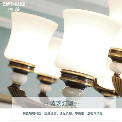 美式全铜卧室餐厅吊灯纯铜客厅书房吊灯简约大气酒店黑刷金灯具