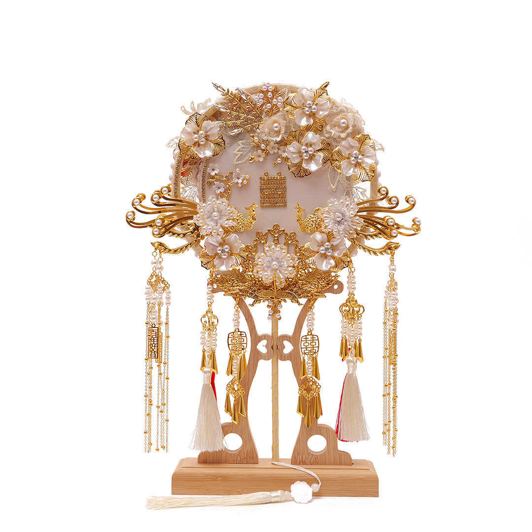 中式新娘团扇送闺蜜结婚出嫁遮面扇子成品手工diy材料包,居家日用,扇子,淘宝优惠券,粉丝福利购,淘宝优惠卷