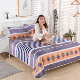 冬季床单加绒加厚牛奶绒珊瑚，绒毯子单人，宿舍双面绒毛毯法兰绒被单