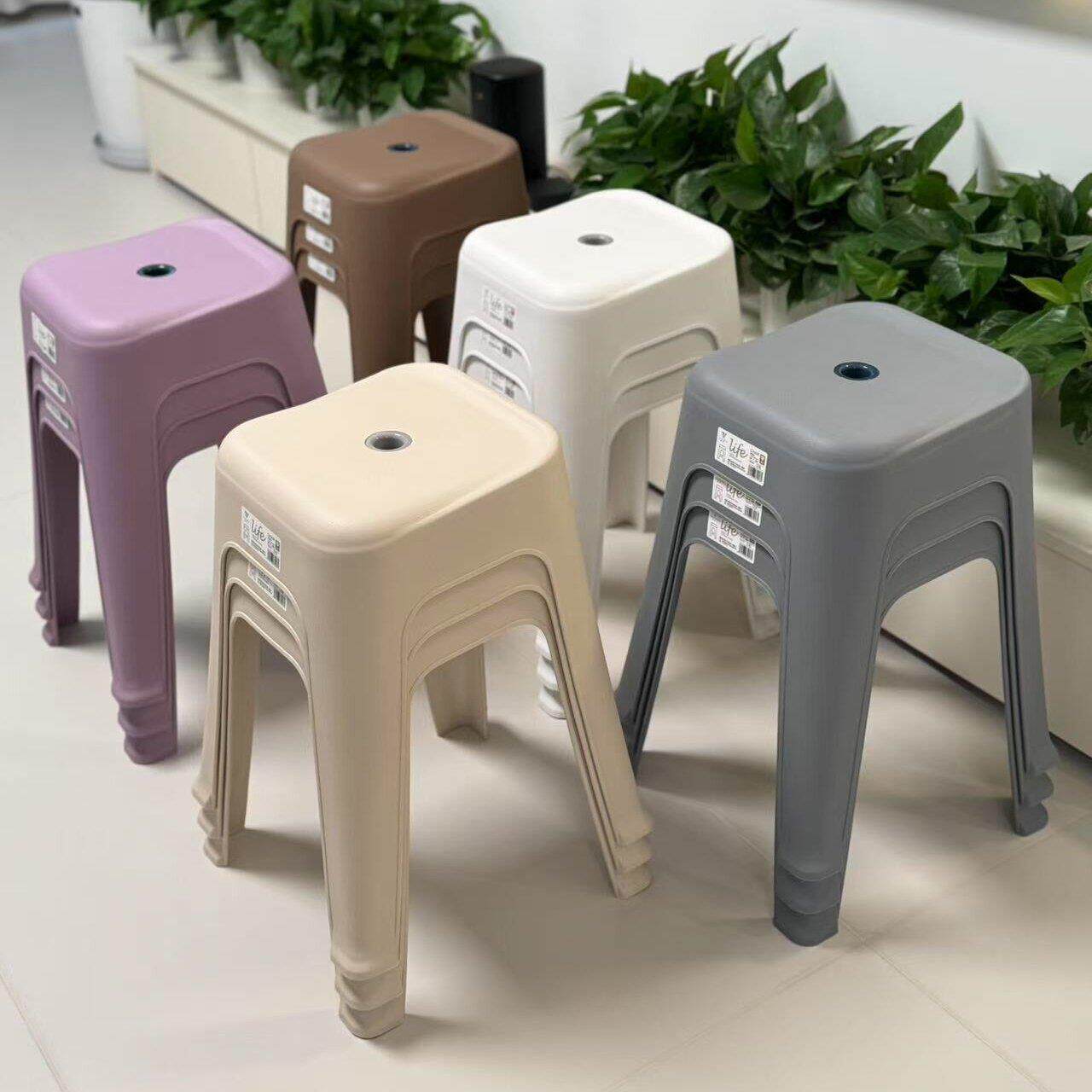 北欧现代简约塑料凳子加厚特厚备用餐桌凳可叠放板凳家用好看方凳