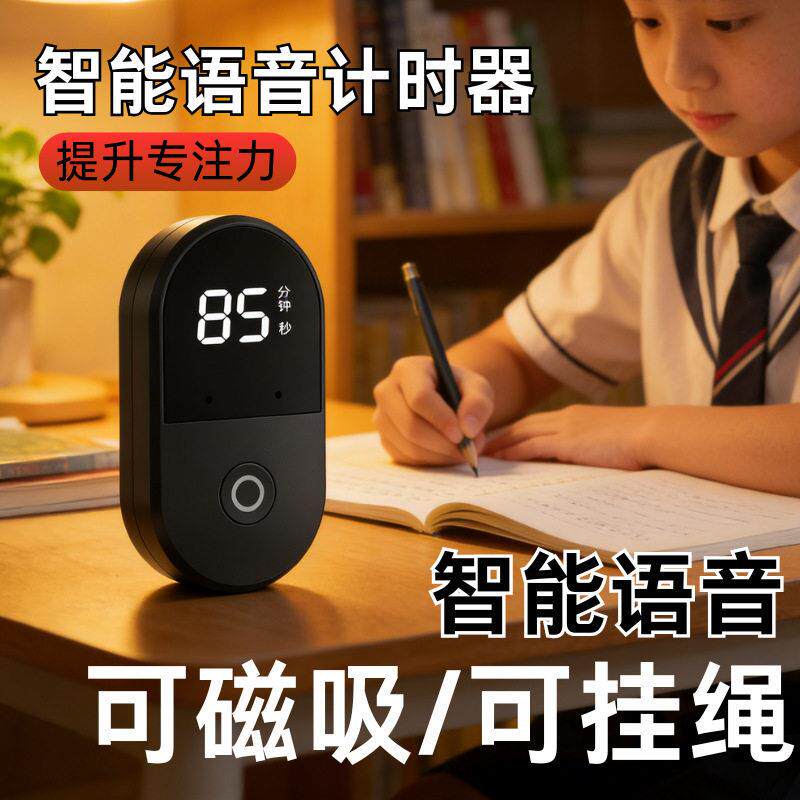 智能语音磁吸计时器厨房定时提醒器小学生学习自律神器倒计时闹钟
