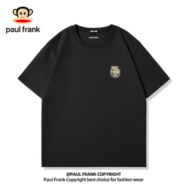 paulfrank大嘴猴美式短袖男款，重磅夏季黑色，纯棉半袖t恤衫男