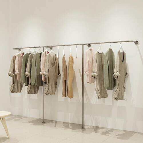 新款不锈钢服装店展示架陈列架挂衣杆女装货架服装架落地式上墙架