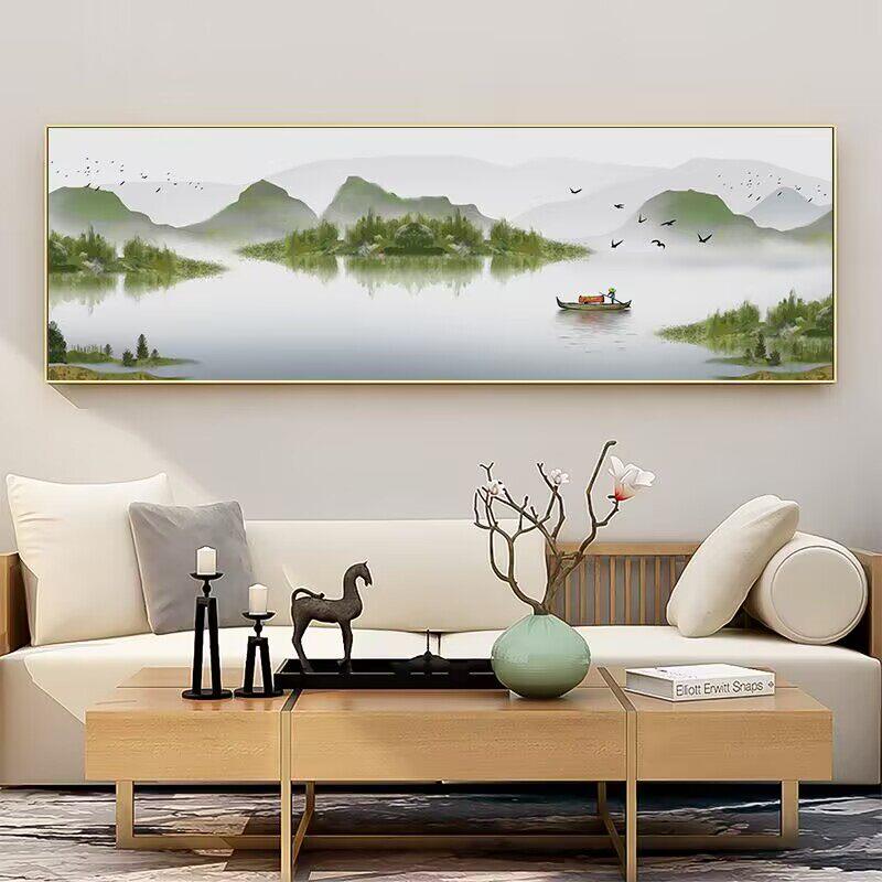江南水乡山水画新中式客厅沙发背景墙壁画吴冠中水墨画卧室装饰画