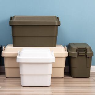 稻草屋加厚塑料整理箱户外收纳箱带盖衣服玩具储藏箱车载露营