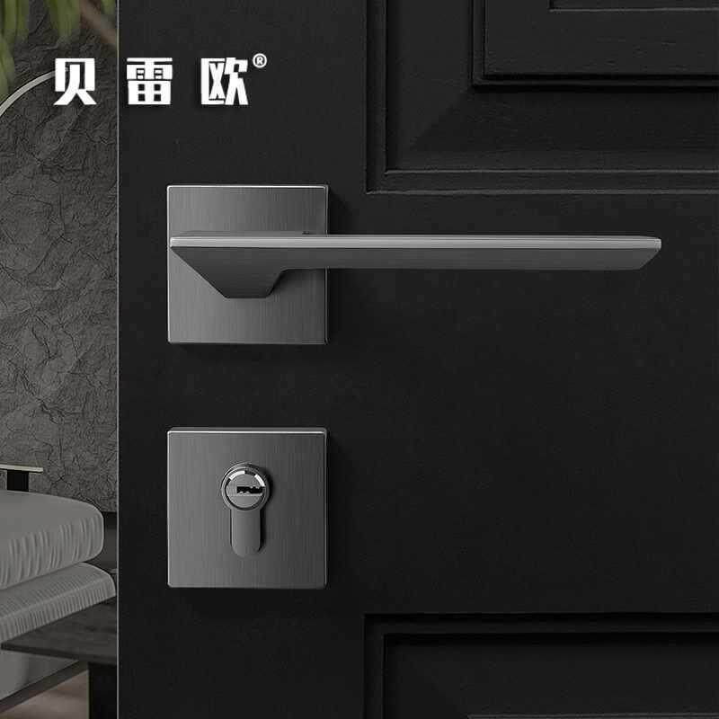 门磁吸室型家用木门把手F16-029锁内锁卧灰色室分体锁房门锁暗门