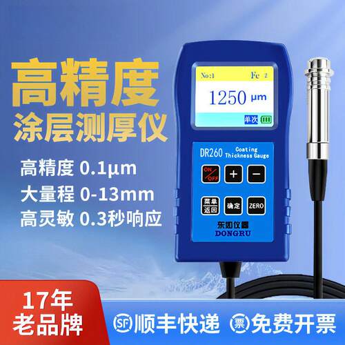 东如DR260涂层测厚仪磁性涡流膜厚计漆膜仪镀层覆层厚度检测仪
