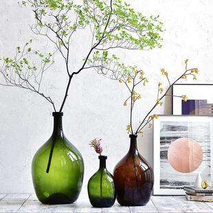 北欧简新款吊钟约新款吊号钟大肚饰玻璃花瓶马醉木美男树水培落大