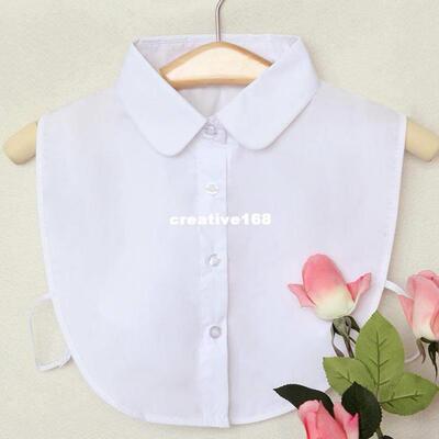 Detachable Fake Collar Black blue Tie Vintage White Shirt Co