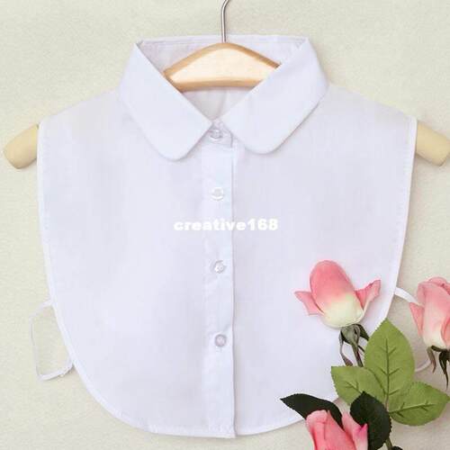 Detachable Fake Collar Black blue Tie Vintage White Shirt Co