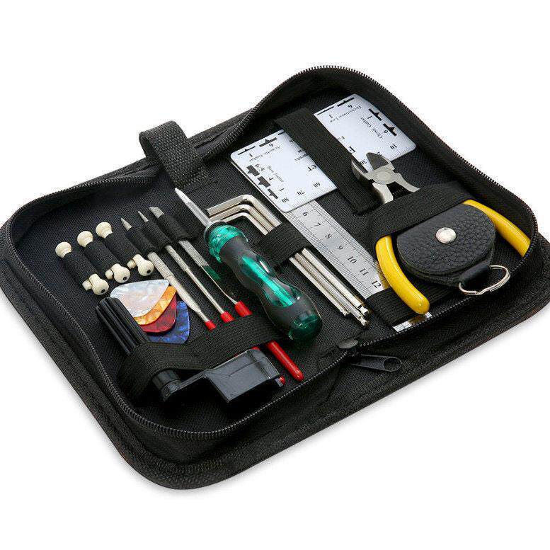 吉他工具包 锉刀扳手弦距尺剪上弦器 品丝打磨吉他维修工具套装