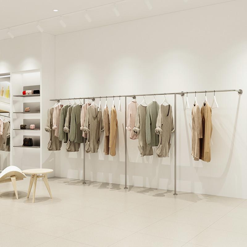 服装店展示架不锈钢服装架女装店衣架简约落地挂衣架上墙陈列架