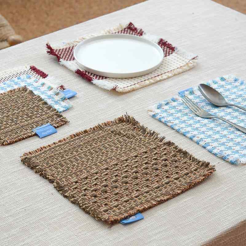 oakliving棉绳编织餐垫隔热垫家用餐桌垫防烫防滑垫子杯垫拼色,餐饮具,餐垫,淘宝优惠券,粉丝福利购,淘宝优惠卷