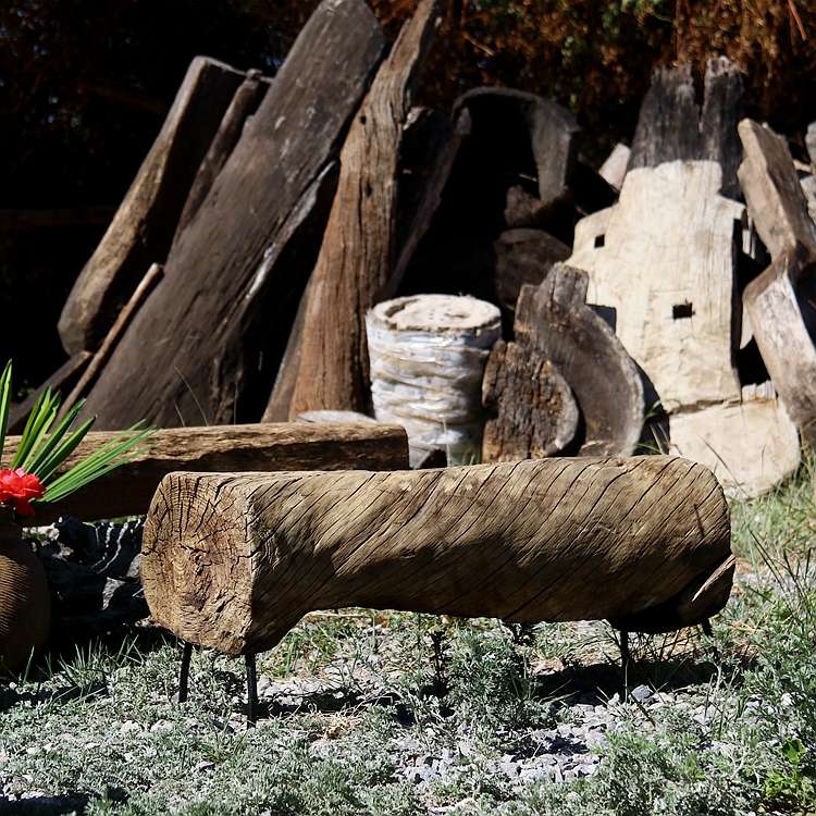 7T长方形实木木凳 原木树桩凳子 院落花园花架底座走廊装饰木椅餐