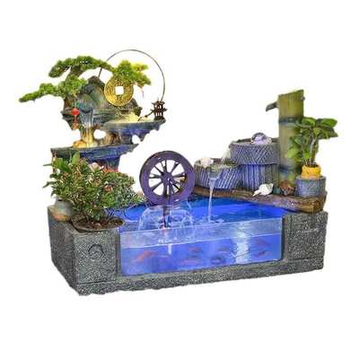 摆件流水落地水循环养鱼池新款招财阳台家用客厅鱼缸庭院户外假山