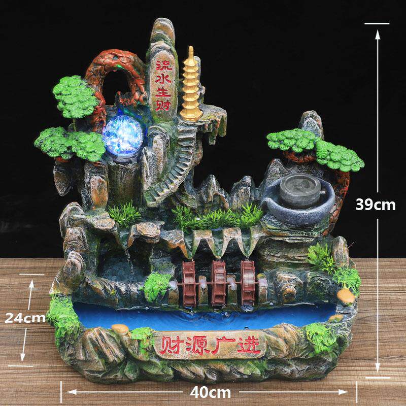 直销财源广进假山流水水车创意家饰喷泉工艺品盆景加湿器666