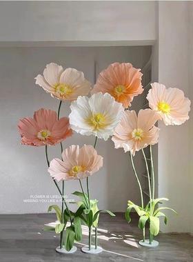 巨型纸艺花落NAdN0CZa花虞美人婚庆纸花户外婚礼假花布置真艺手工