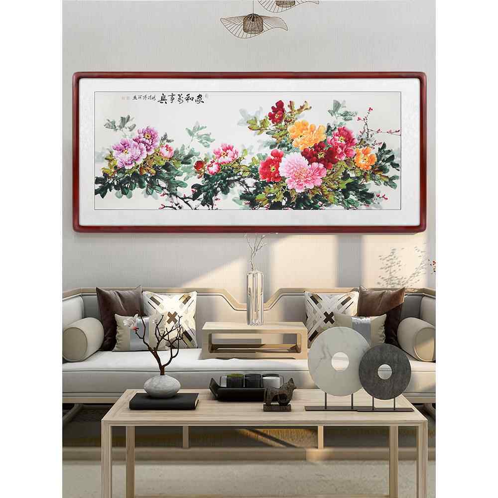 国色天香国画牡丹手绘挂画花开富贵客厅背景墙壁花鸟图招财装饰画