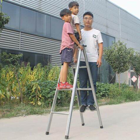 家用梯子加厚人字梯镀锌管铁梯双面荷叶梯活动阁楼楼梯防滑2.3米