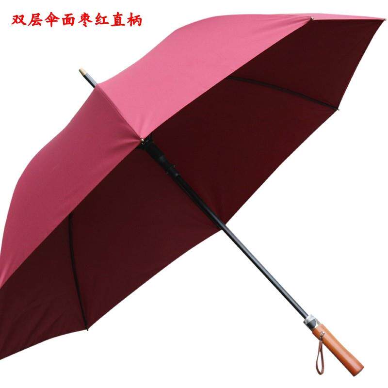高档双层伞面抗风强抗暴雨木柄头尔夫伞双人雨伞长柄超大自动高商