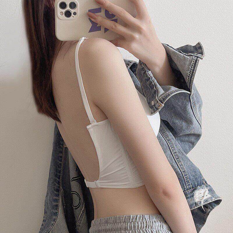 美背内衣女夏季薄款大胸显小胸无痕无钢圈U型大露背文胸隐形胸罩