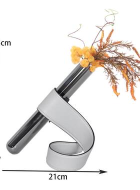 现简约样板代间几何金属花插PZ800器售花楼部洽谈区客厅桌面瓶轻