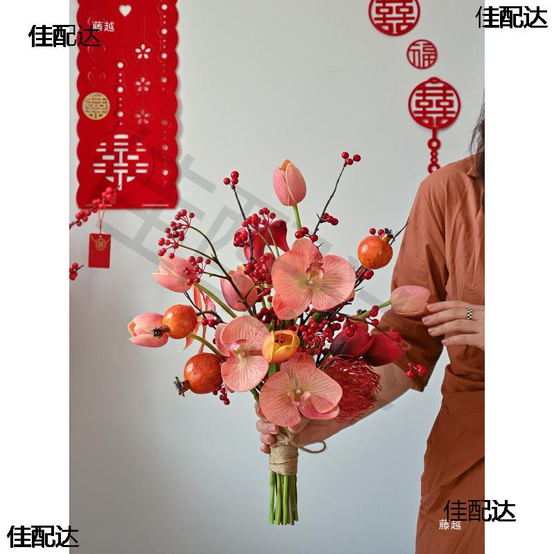 年宵花春节喜庆花婚庆花束绢花客厅插花餐桌家居装饰品摆设