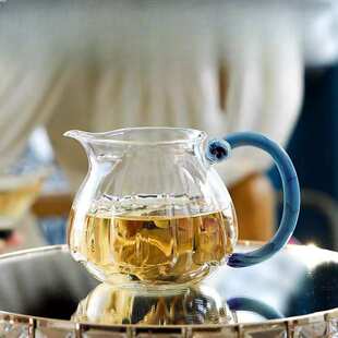 禾器新款公道杯莲君茶海高硼硅耐热玻璃莲花公杯和器茶室透明茶具