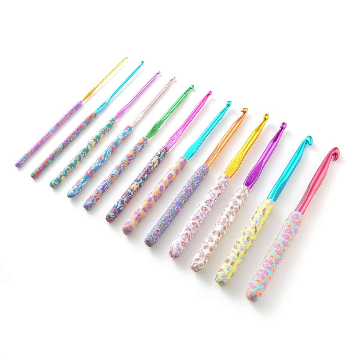 新品软陶DIY手工彩色陶泥手柄钩针9支OPP袋铝柄钩针