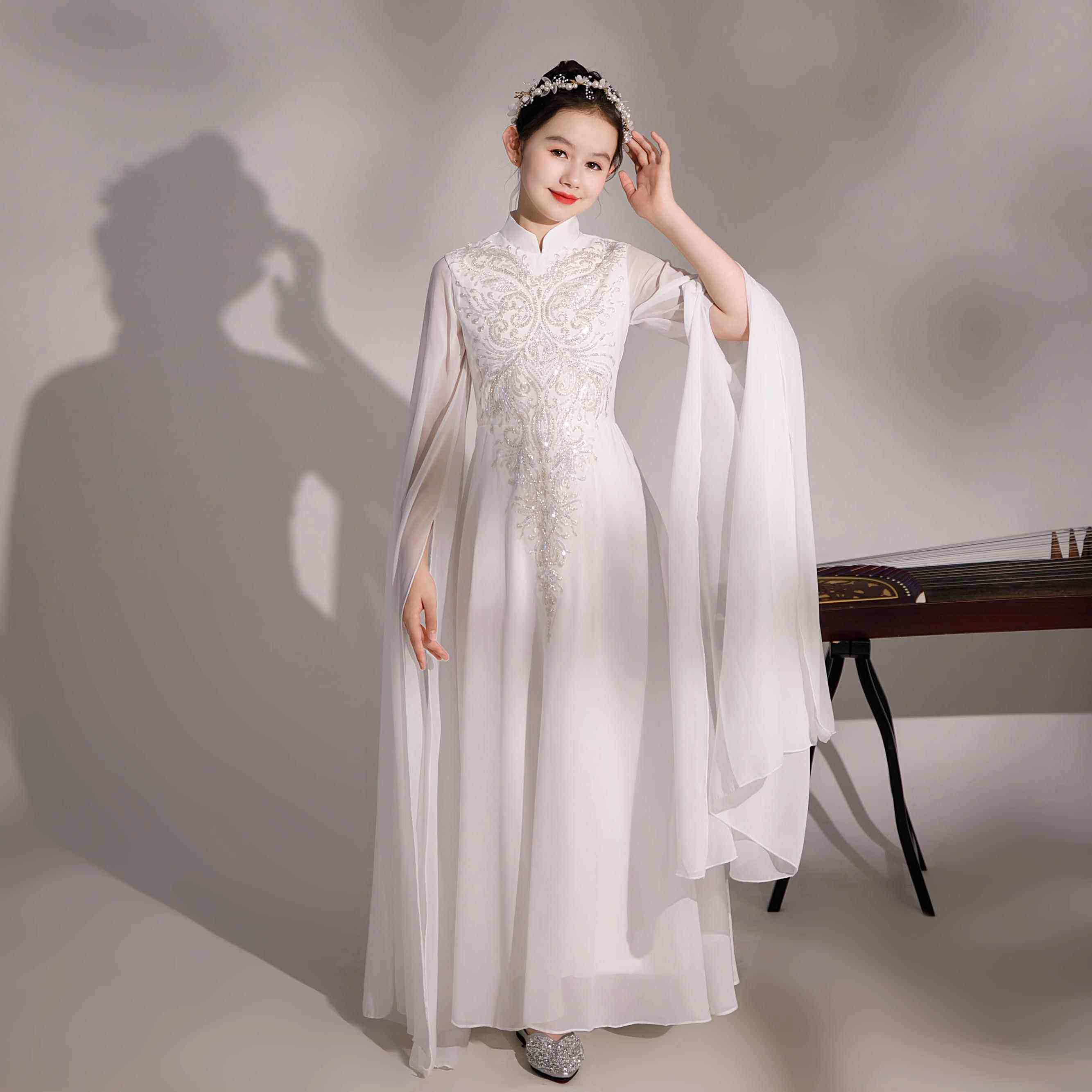 正品弹204新款2儿童礼服女童高级古筝演出服古国风演奏团体演出服