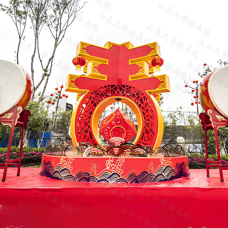 双旦美陈新年春节户外广场商场酒店不锈钢公共艺术装置DP点摆件