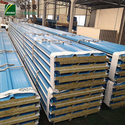 50mm 75mm 100mm彩钢夹芯瓦板 屋面车间隔墙 防火隔音岩棉夹芯板